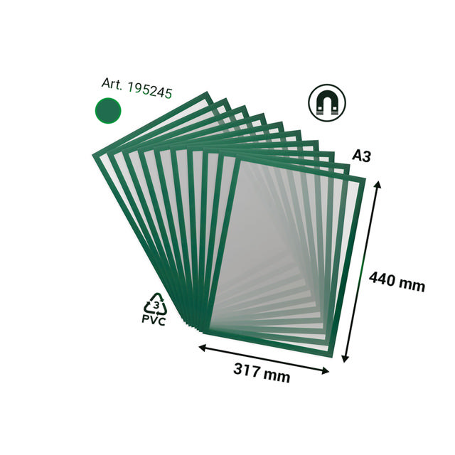 Magneto Pro Magnetic Display Frames - A3 Size - Green