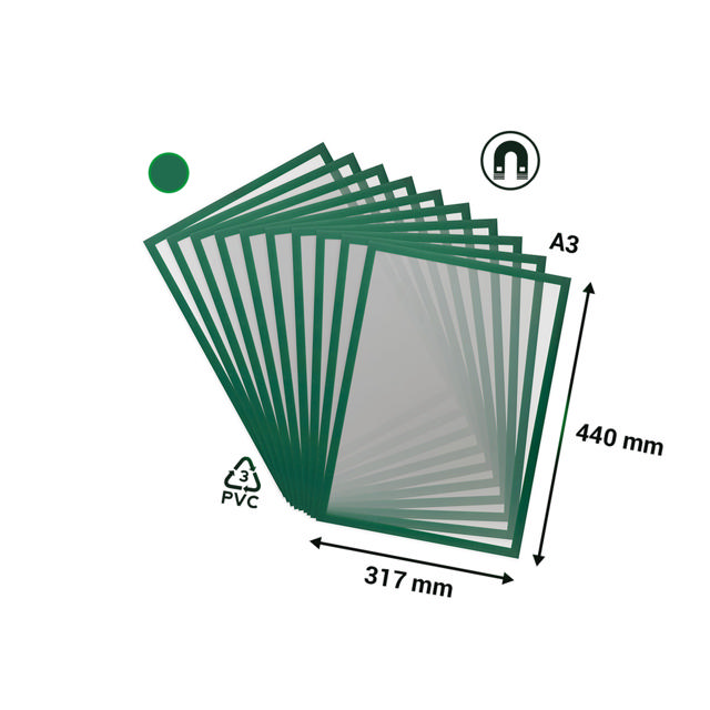 Magneto Pro Magnetic Display Frames - A3 Size - Green