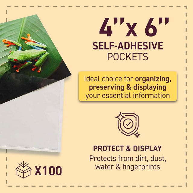 Self-adhesive Poly Pocket, Top Opening, 4'' x 6'' 
