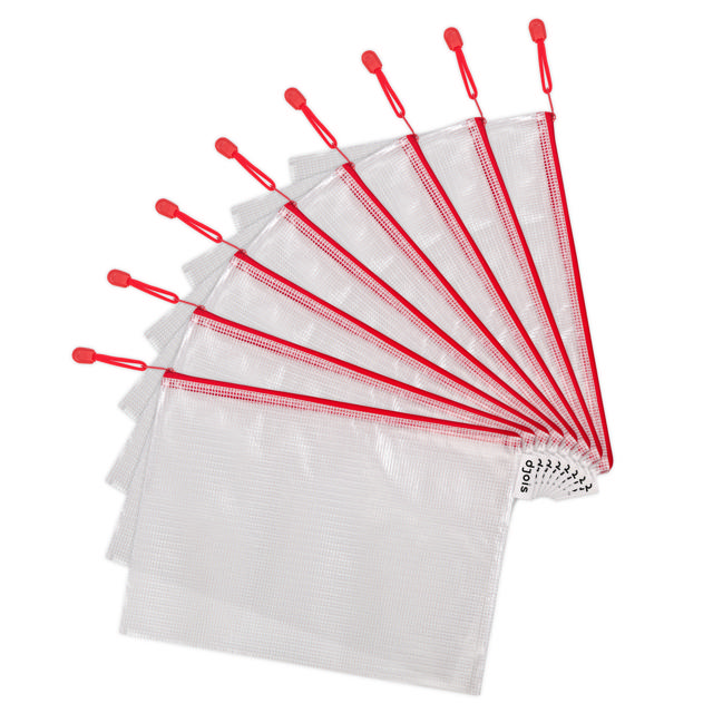 Zipper Storage Bags - A4 Size - Red