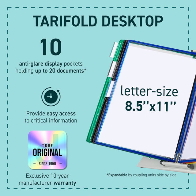 Tarifold Desktop Reference & Display System - 10 Assorted Pockets, Letter-Size