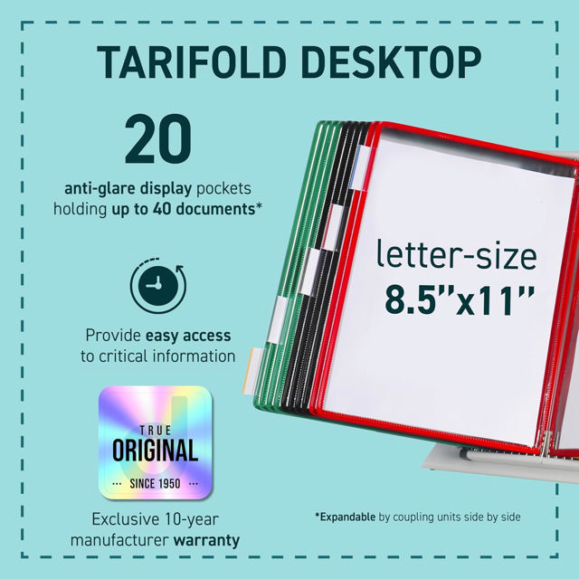 Tarifold Desktop Reference & Display System - 20 Assorted Pockets, Letter-Size