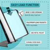 Easy-Load Desktop Reference & Display System – 10 Black Pockets, Letter-Size