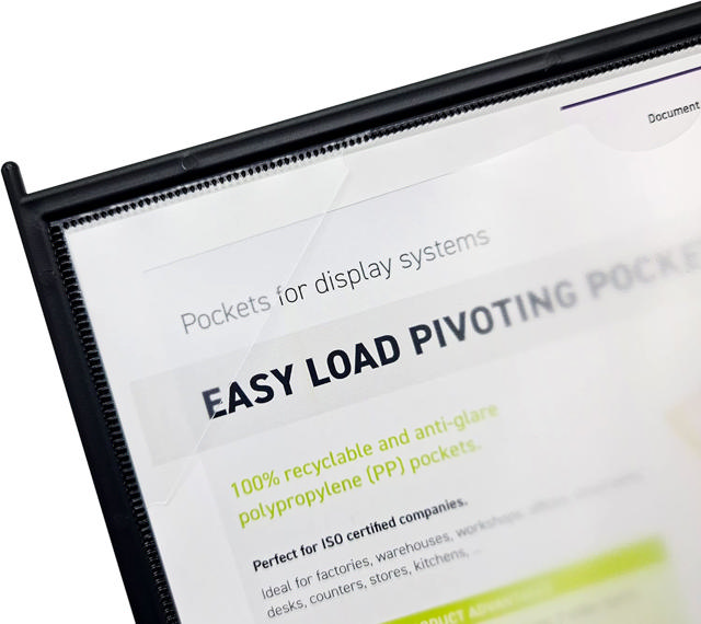 Easy Load Wall Mount Reference & Display System – 10 Black Pockets, Letter-Size