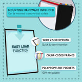 Easy Load Wall Mount Reference & Display System – 10 Assorted Pockets, Letter-Size