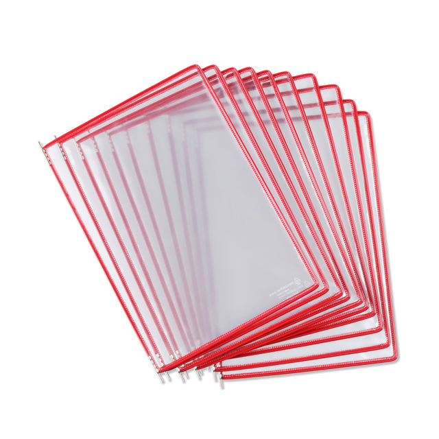 Tarifold Pivoting Pockets for Wall, Desk or Rotary Systems - 10 Red Pockets, Letter-Size