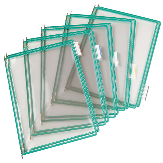 Tarifold Pivoting Pockets for Wall, Desk or Rotary Systems - 10 Green Pockets, Letter-Size
