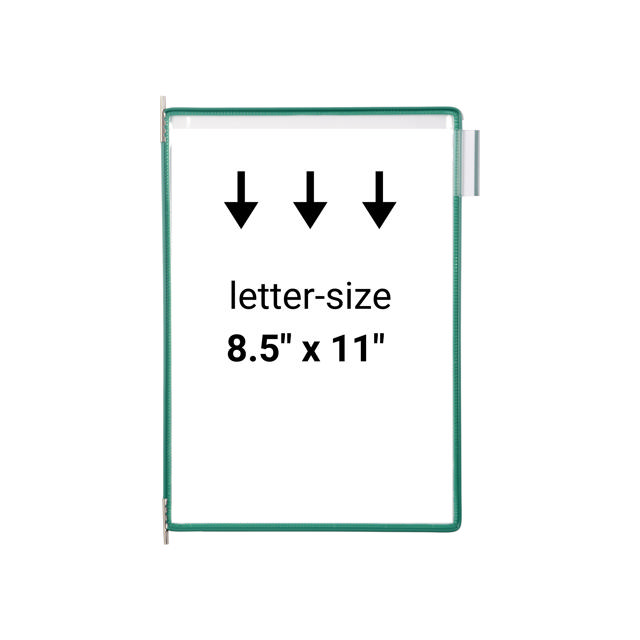Tarifold Pivoting Pockets for Wall, Desk or Rotary Systems - 10 Green Pockets, Letter-Size