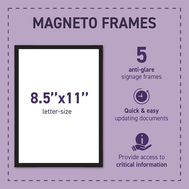 Magneto Pro Magnetic Display Frame, Letter-Size, Yellow/Black