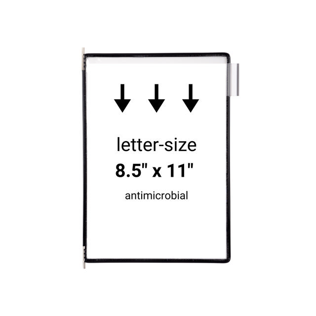 Tarifold Antimicrobial Pivoting Pockets for Wall, Desk or Rotary Systems - 10 Black Pockets, Letter-Size