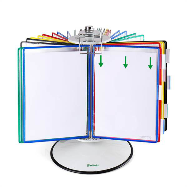 Tarifold Antimicrobial Rotary Reference & Display System - 50 Assorted Pockets, Letter-Size