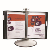 Tarifold Antimicrobial Rotary Reference & Display System - 50 Black Pockets, Letter-Size