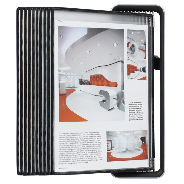 Tarifold VEO Wall Mount Reference & Display System – 10 Black Pockets, Universal (Letter-Size/A4)