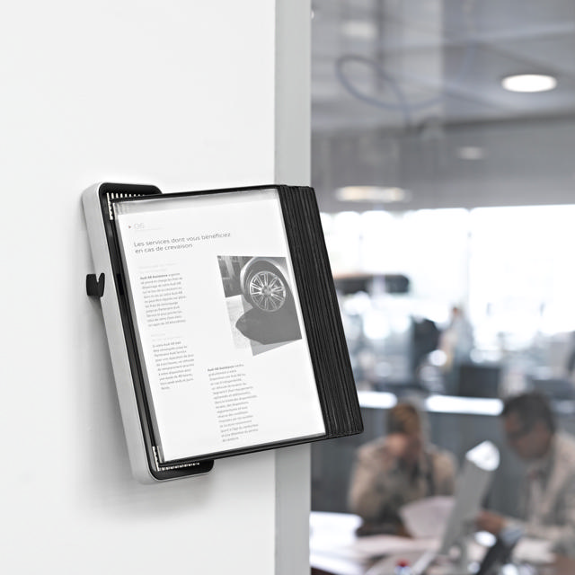 Tarifold VEO Wall Mount Reference & Display System – 10 Black Pockets, Universal (Letter-Size/A4)