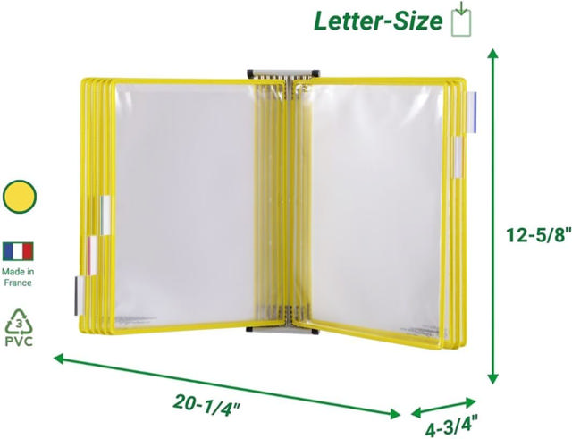 Tarifold Wall Mount Reference & Display System – 10 Yellow Pockets, Letter-Size