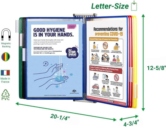 Tarifold Magnetic Wall Mount Reference & Display System – 10 Assorted Pockets, Letter-Size