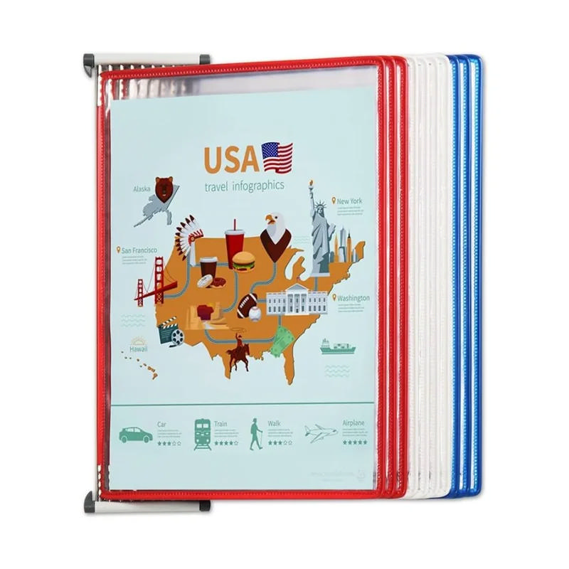 Tarifold Wall Mount Reference & Display System - National Flag: USA – 10 Pockets, Letter-Size
