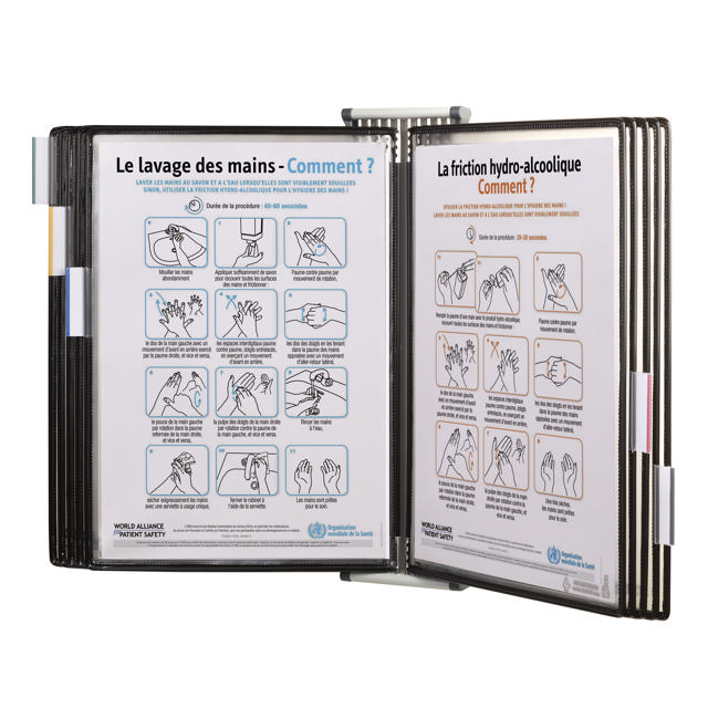 Tarifold Antimicrobial Wall Mount Reference & Display System – 10 Black Pockets, Letter-Size